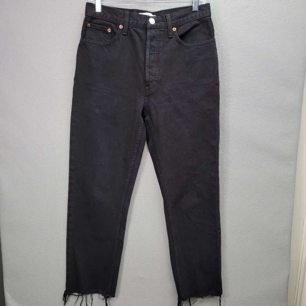 REDONE ORIGINALS HIGH RISE STRAIGHT LEG RAW HEM, SIZE 28 - Picture 1 of 12